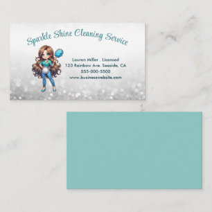 Cute House Cleaning Maid Service Sparkle Business Card