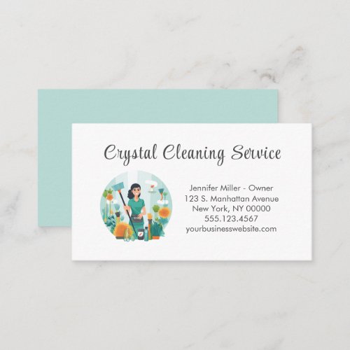 Cute House Cleaning Maid Service Supplies Business Card