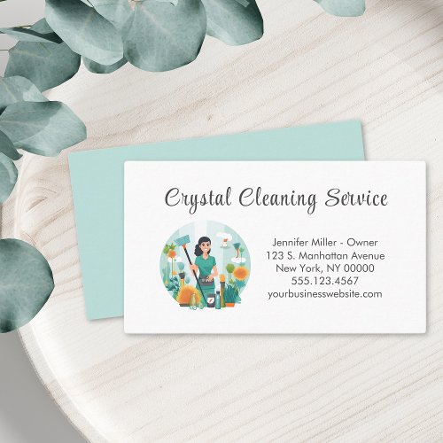 Cute House Cleaning Maid Service Supplies Business Card