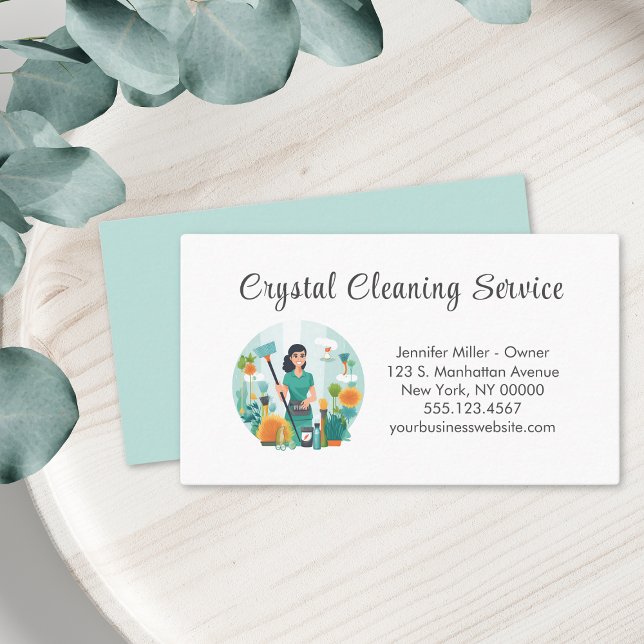 Cute House Cleaning Maid Service Supplies Business Card (Creator Uploaded)