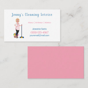 Cute House Cleaning Maid With Broom Service Business Card