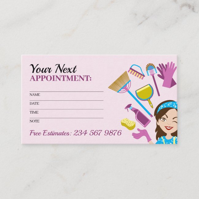 Cute House Cleaning Next Reminder Appointment Card
