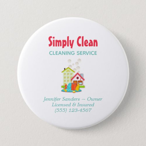 Cute House Cleaning Service Business Button