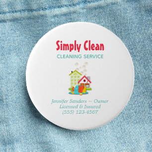 Cute House Cleaning Service Business Button