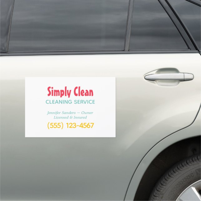 Cute House Cleaning Service Business Car Magnet (In Situ)