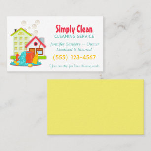 Cute House Cleaning Service Business Card