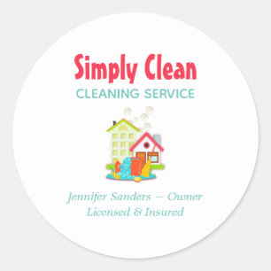 Cute House Cleaning Service Business Classic Round Sticker