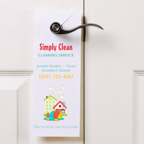 Cute House Cleaning Service Business Door Hanger