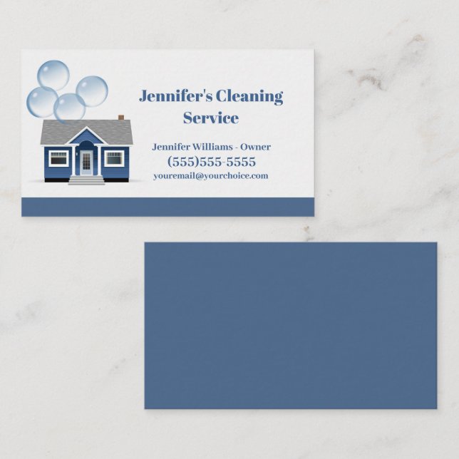 Cute House Cleaning Service Housekeeping Business Card (Front/Back)
