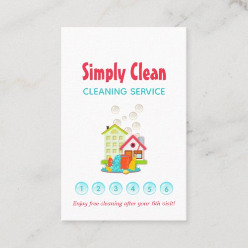 Cute House Cleaning Service Loyalty Card