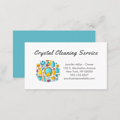 Cute House Cleaning Service Supplies Business Card
