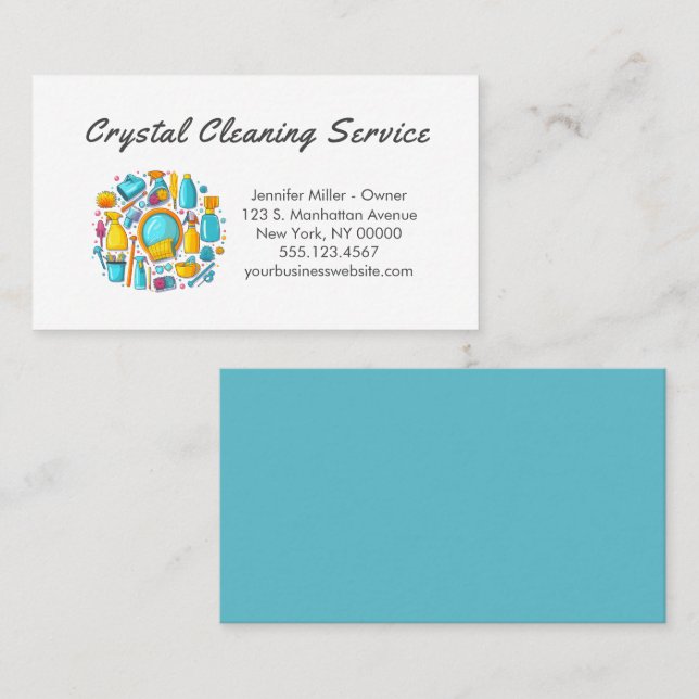 Cute House Cleaning Service Supplies Business Card (Front/Back)