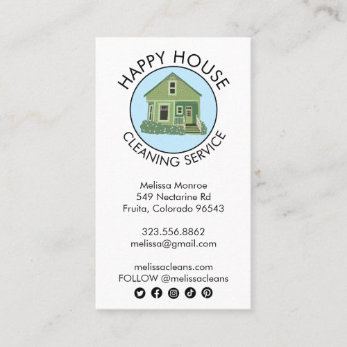 Cute House Logo Cleaning Home Services Social Icon Business Card