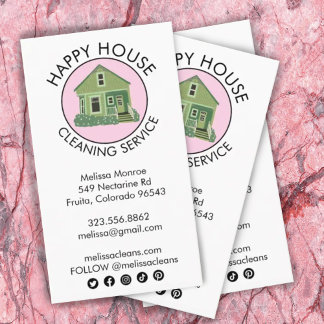 Cute House Logo Cleaning Home Services Social Icon Business Card