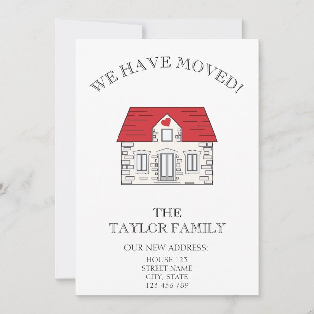 Cute House New Home Moving Announcement (Front)