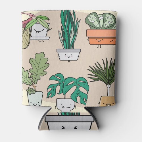 Cute House Plants Colorful Botanical Can Cooler
