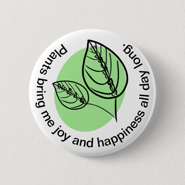 Cute Houseplant Botanical Caring for Plants Button (Front)