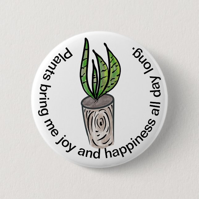 Cute Houseplant Botanical Caring for Snake Plants Button (Front)