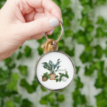 Cute Houseplant Botanical Plant Parent Keychain