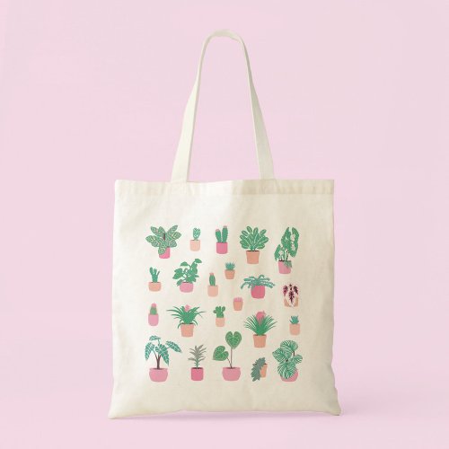 Cute Houseplants Illustration Tote Bag