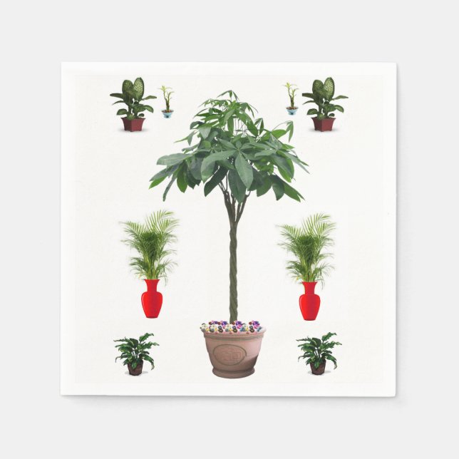 Cute Houseplants Nature Paper Napkins (Front)
