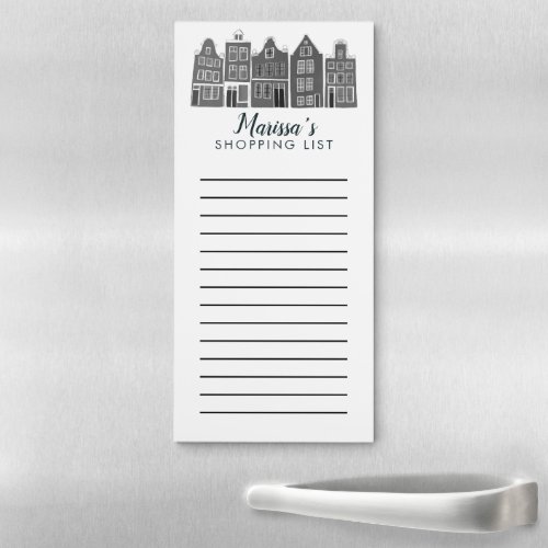 Cute Houses Custom Grocery Shopping List Magnetic Notepad