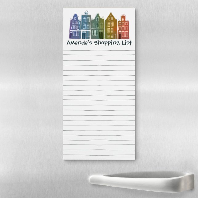 Cute Houses Custom Grocery Shopping List Magnetic Notepad (In Situ)