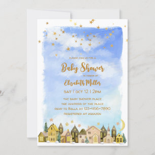 Cute Houses Gender Neutral Baby Shower Invitation