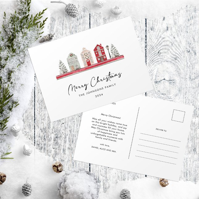 Cute Houses in Traditional Christmas Colors  Postcard (Creator Uploaded)