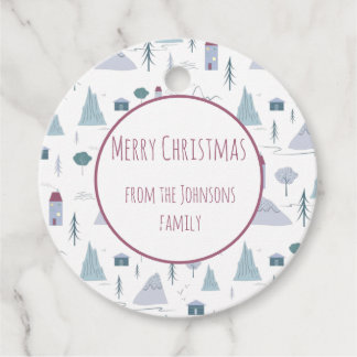 Cute Houses Pastel Colors Winter Pattern Classic R Favor Tags