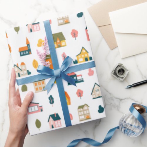 Cute Houses Pattern Wrapping Paper