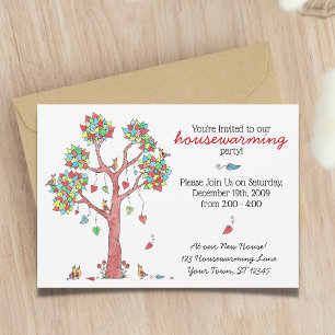 Cute Housewarming Watercolor Tree Invitation