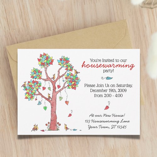 Cute Housewarming Watercolor Tree  Invitation