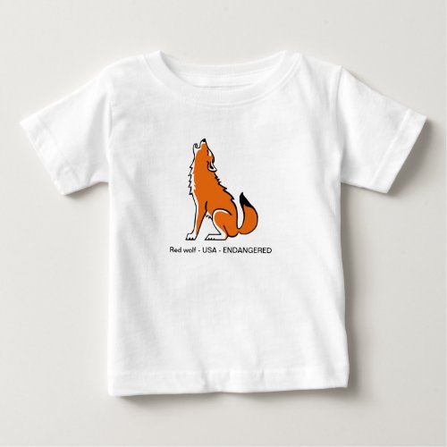 Cute howling animal _ Red WOLF_ Endangered animal  Baby T_Shirt
