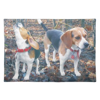 Cute Howling Beagle & Friend Placemat by WackemArt at Zazzle