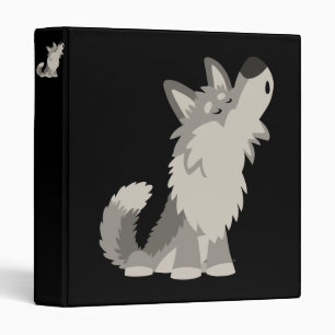 Cute Howling Cartoon Wolf Avery Binder