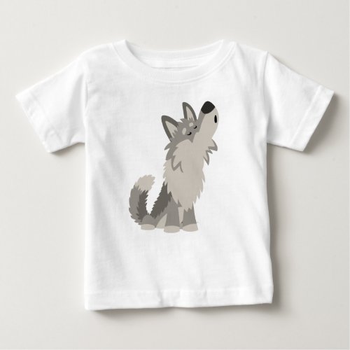 Cute Howling Cartoon Wolf Baby T_Shirt