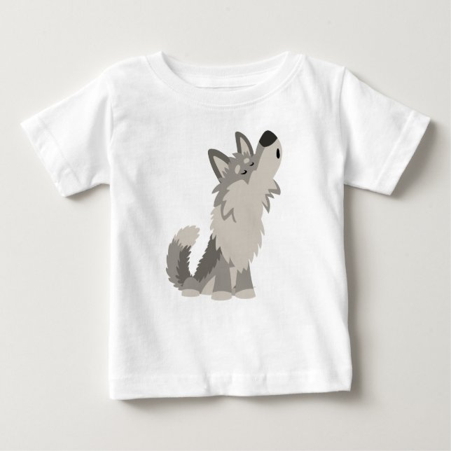 Cute Howling Cartoon Wolf Baby T-Shirt (Front)