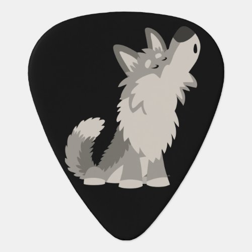 Cute Howling Cartoon Wolf Guitar Pick