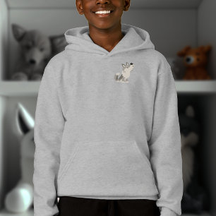 Cute Howling Cartoon Wolf Kids Zip Hoodie