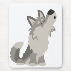 Cute Howling Cartoon Wolf Mousepad