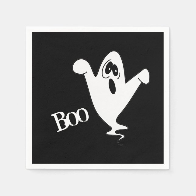 Cute Howling Ghost Halloween Paper Napkins (Front)