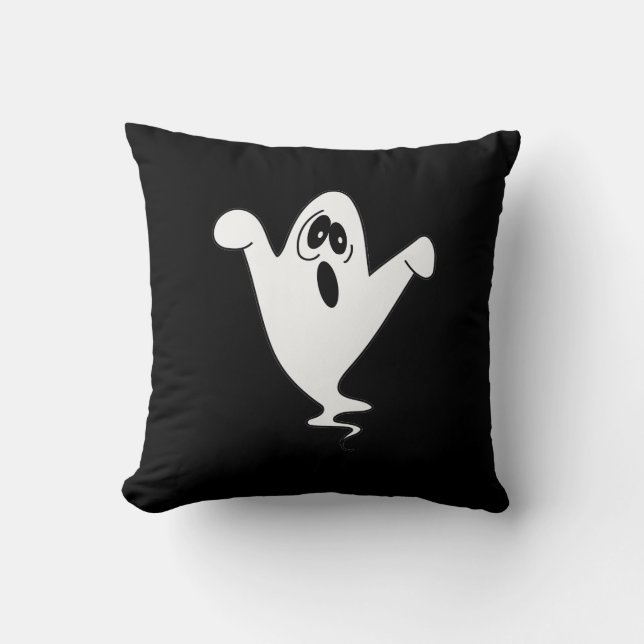 Cute Howling Ghost Halloween Throw Pillow (Front)