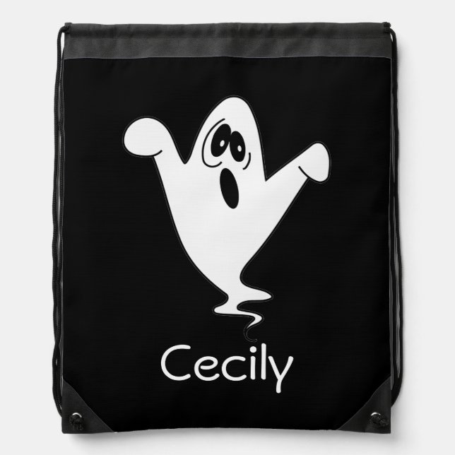 Cute Howling Ghost Personalized Drawstring Bag (Front)
