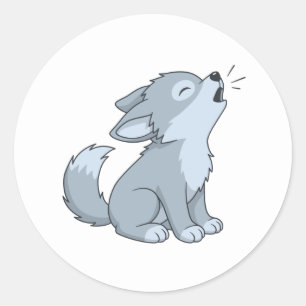 Cute Howling Wolf Pup Classic Round Sticker