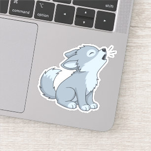 Cute Howling Wolf Pup Sticker
