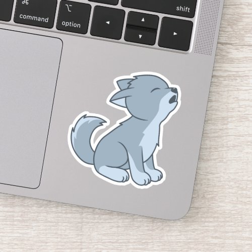 Cute Howling Wolf Pup Sticker