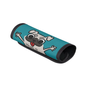 Cute Hug a Pug Teal Luggage Handle Wrap