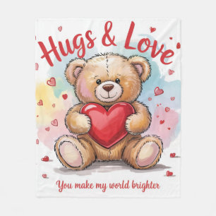 cute hug bear fleece blanket