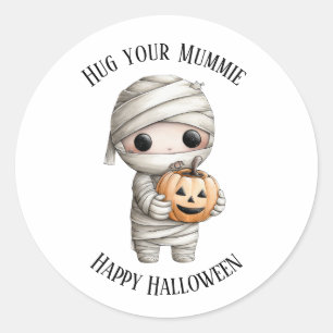 Cute Hug Your Mummie Halloween Round Sticker